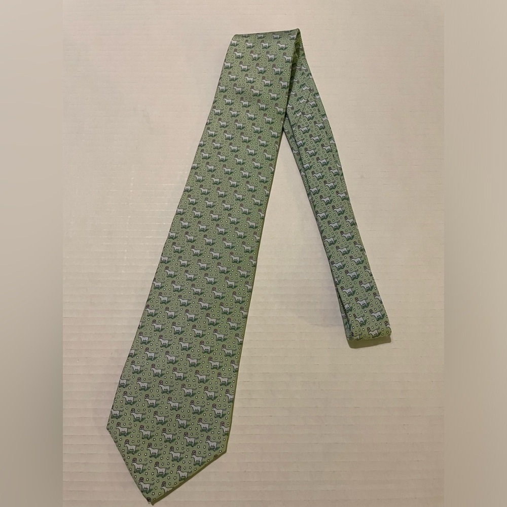Vineyard Vines Men Marthas Vineyard Silk Handmade Green Patriotic Donkey Tie